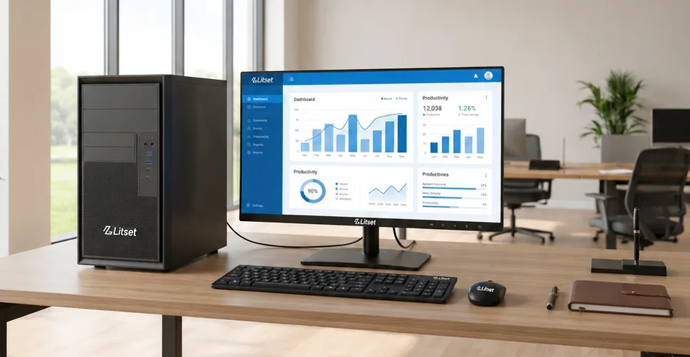 Desktop PC and monitor on office desk